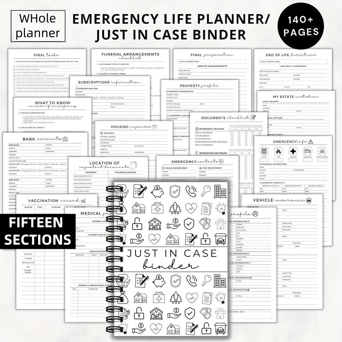 Ultimate Goal Planner Emergency Life Planner Notebook Just In Case Binder Spiral Bound Organizer Journal