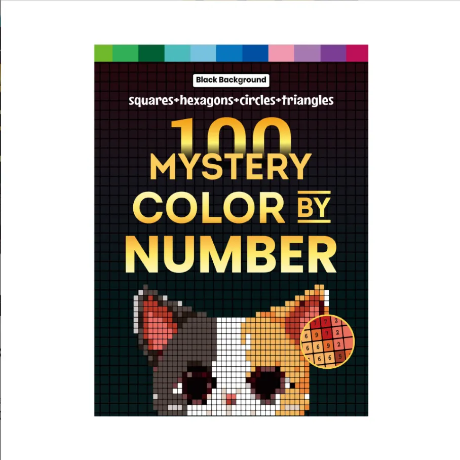 Libro para Colorear de Misterio por Números para Adultos 204 Páginas Arte de Píxeles Geométrico Alivio del Estrés Libro de Actividades
