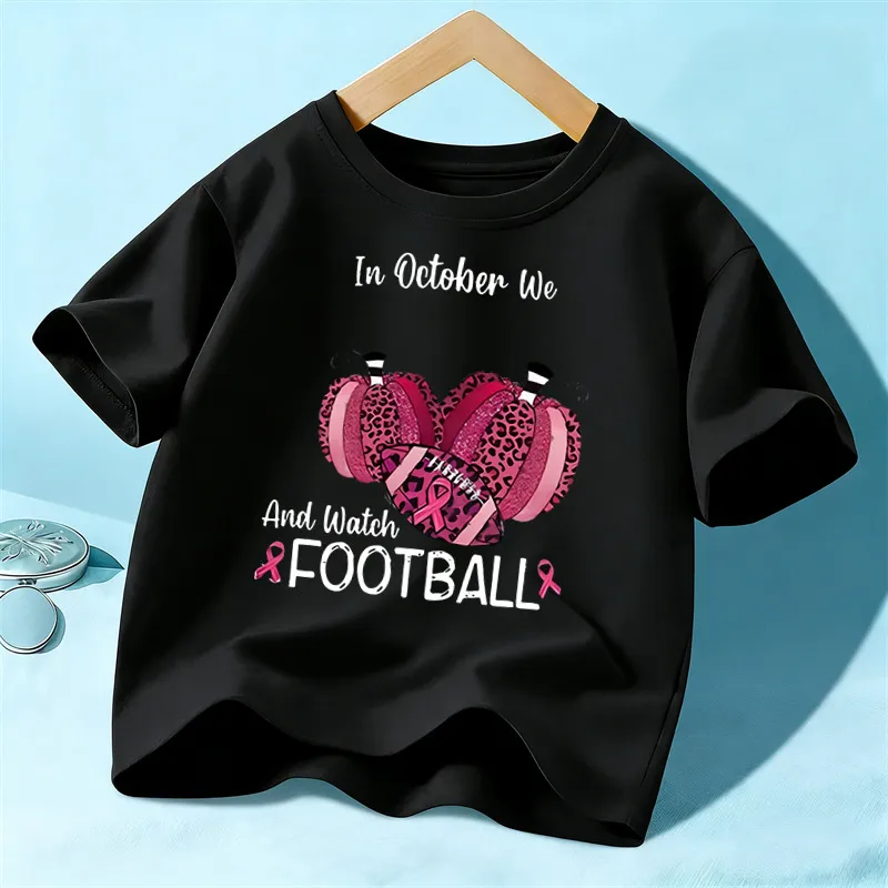 T-Shirt Manches Courtes Imprimé Citrouille Football Halloween Enfants Unisexe Casual Coton Top Vêtements de Fête