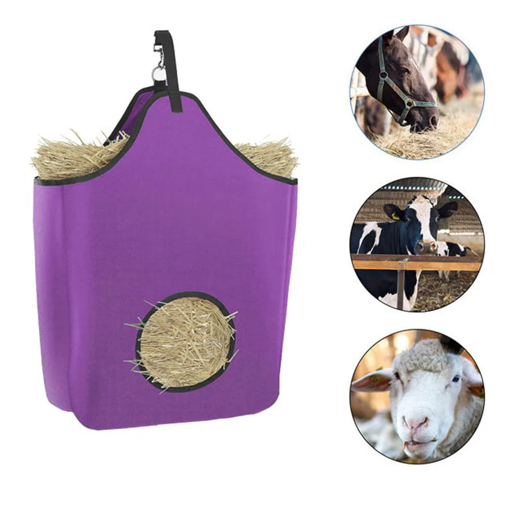 Bolsa de Heno para Caballos de Alimentación Lenta Portátil Tela Oxford Bolsa Colgante de Alimentación para Ganuestados Suministros