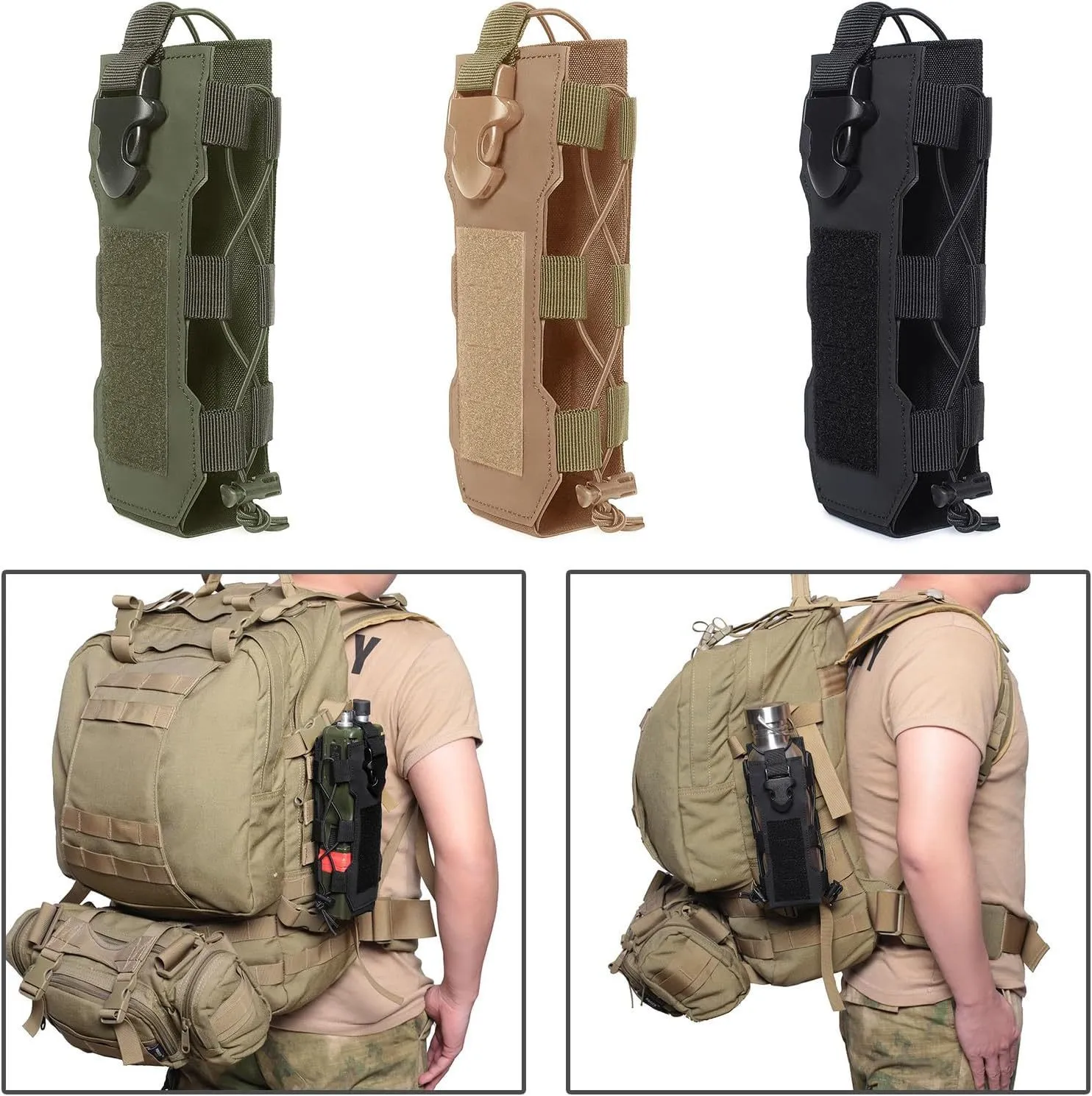 Tactical Water Bottle Pouch Nylon Outdoor Cycling Military Molle Bottle Holder Pocket Camping Hiking Equipment Bag