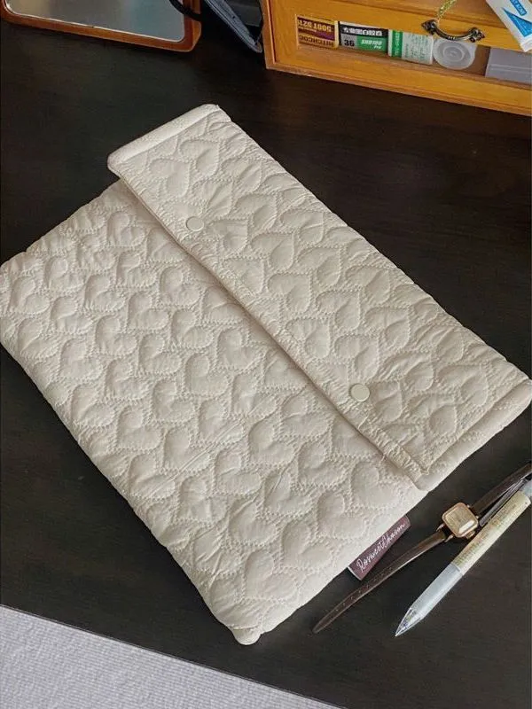 Süße Herz Gesteppte Laptoptasche Schützende Computer Tragetasche Für Tablet Pad Tragbare Aufbewahrungstasche