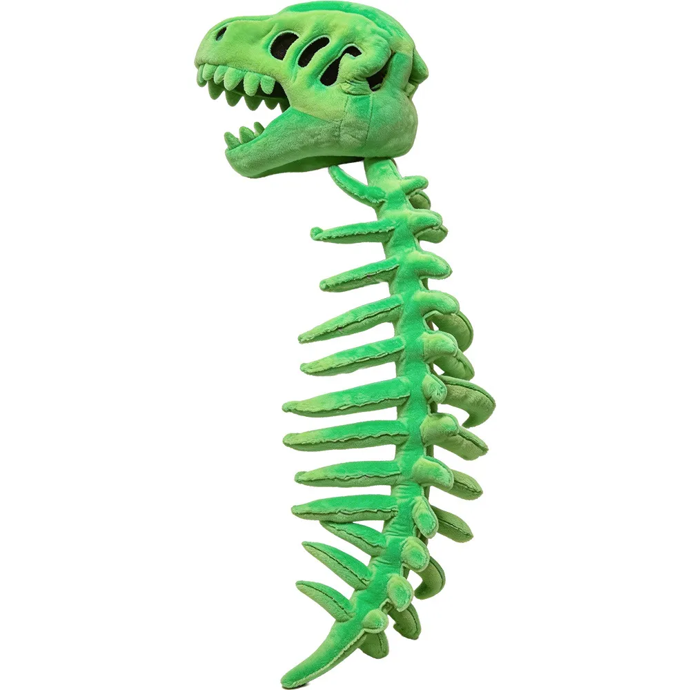 Kids Dinosaur Skeleton Costume Halloween Cosplay Plush Dinosaur Skull Spine Wearable Outfit Boys Girls Party Dress