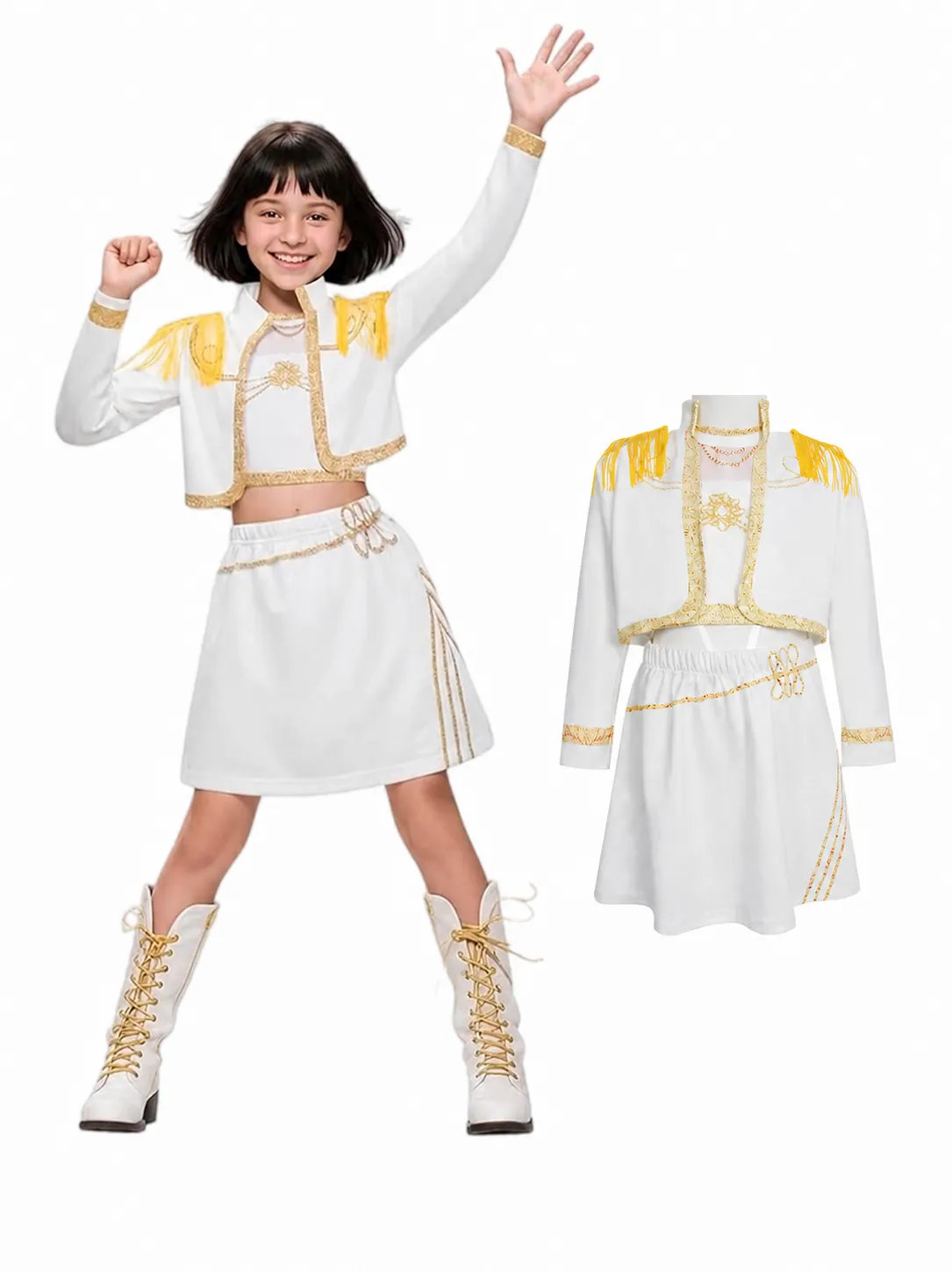 Kids K-Pop Cosplay Stage Performance Costume Girls Jacket Top Skirt Long Sleeve Party Outfits Apparel