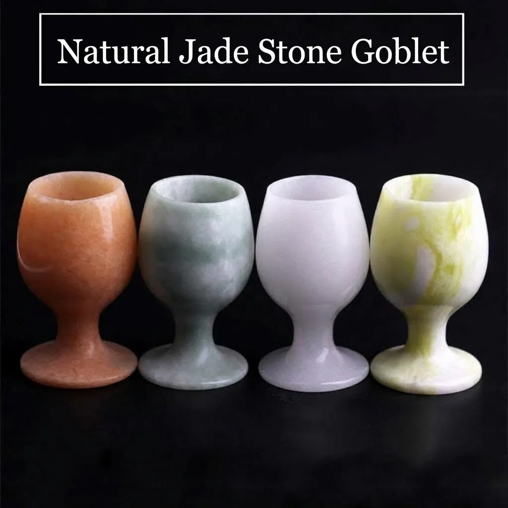 Natürlicher Jadestein Weinkelch Chinesischer Stil Handgefertigtes Quarzjade Weinglas Vintage Polierter Trinkbecher Für Heim Bankett Geschenk