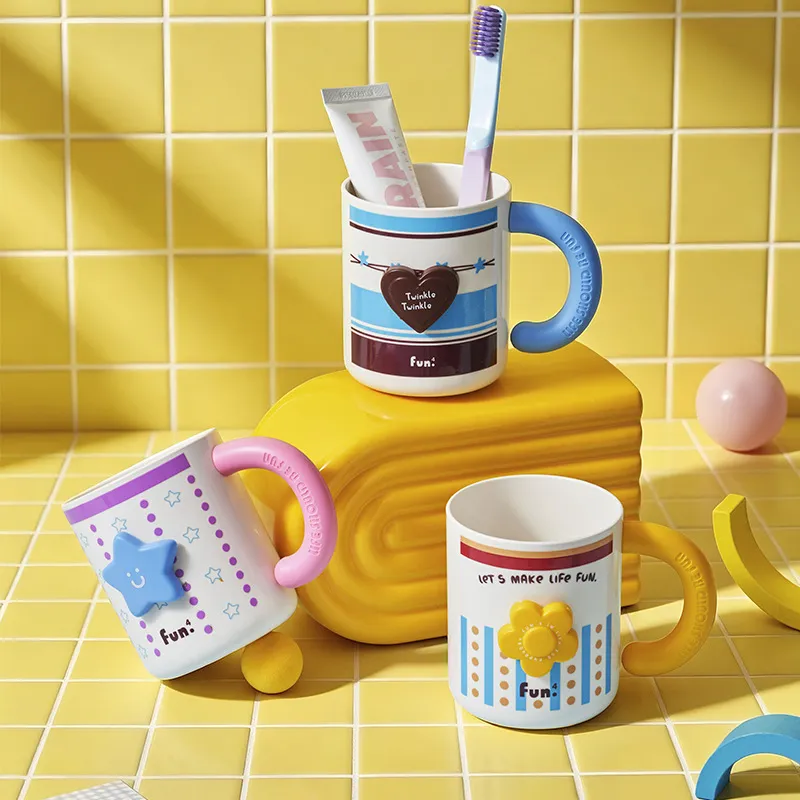 Kunststoff Mundbecher Modern Minimalistisch Haushalt Zahnbürste Waschbecher Mit Cartoon Stereoskopischer Dekoration Tumbler