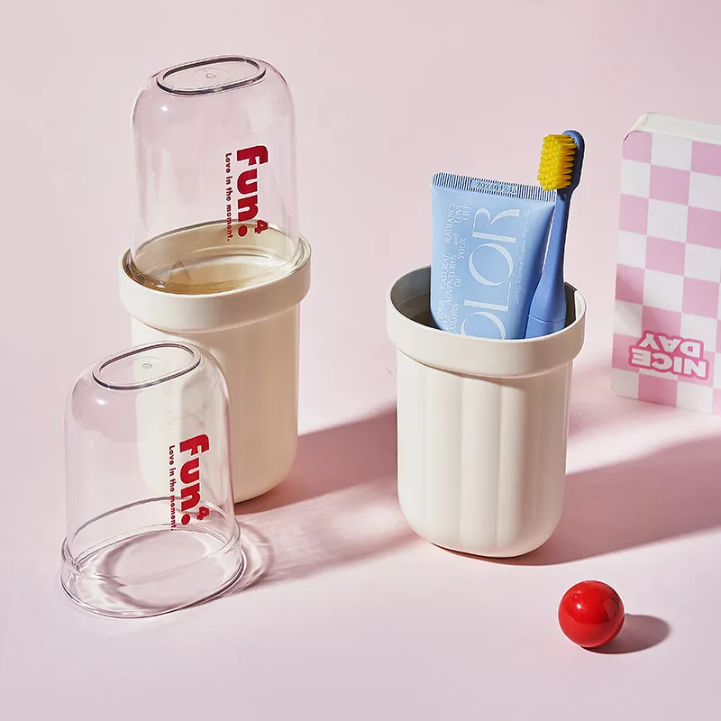 Portable Travel Toothbrush Case Mouthwash Cup Plastic Toothbrush Storage Box Bathroom Organizer Daily Use Cup