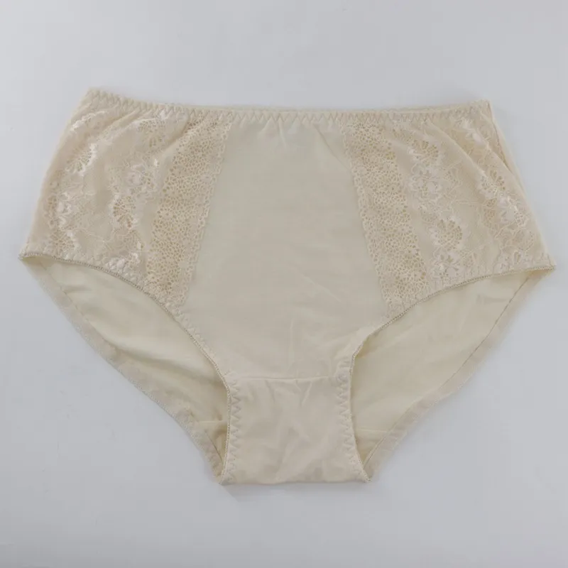 Women's Plus Size Sexy Lace Panties Cotton Breathable Briefs Mid Waist Hip Lifting Underwear For Daily Wear
