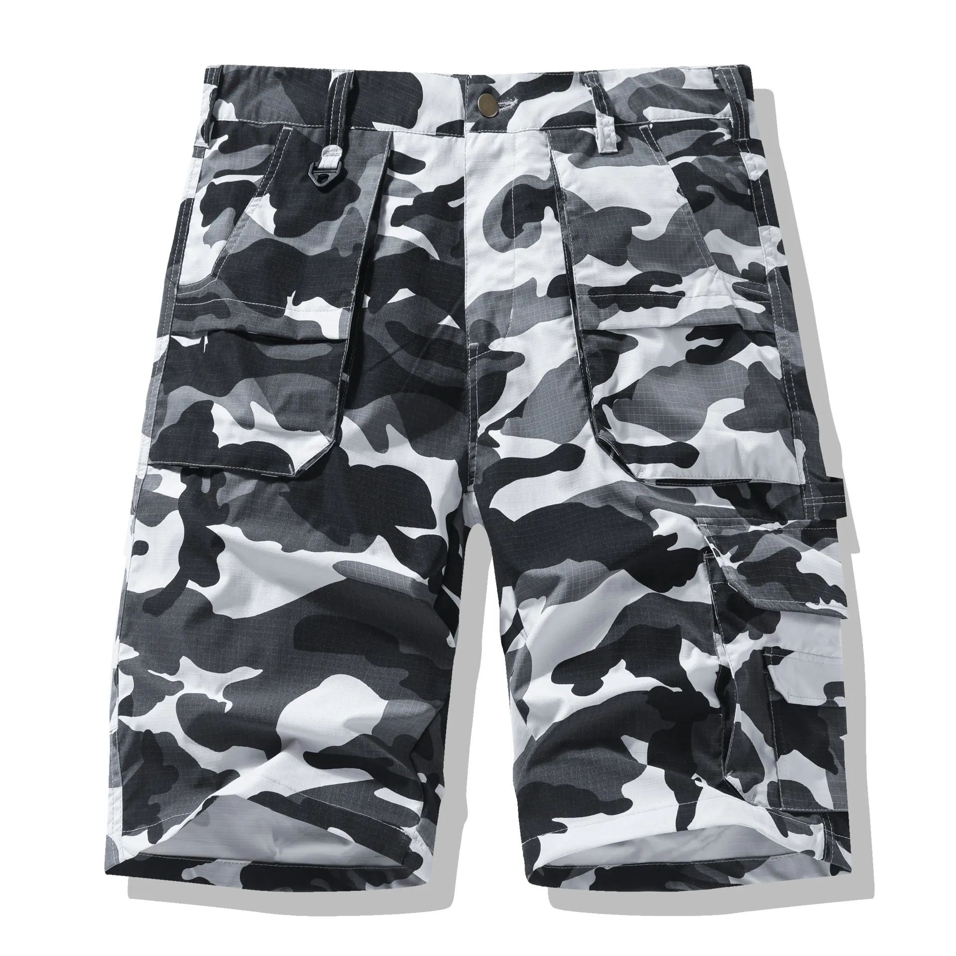 Pantalones Cortos Cargo de Camuflaje Casual para Hombre Verano Exterior Corte Recto Bolsillos Múltiples Poliéster