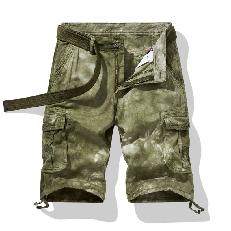 Men's Casual Cargo Shorts Cotton Loose Fit Multi-Pocket Camouflage Summer Outdoor Sports Shorts