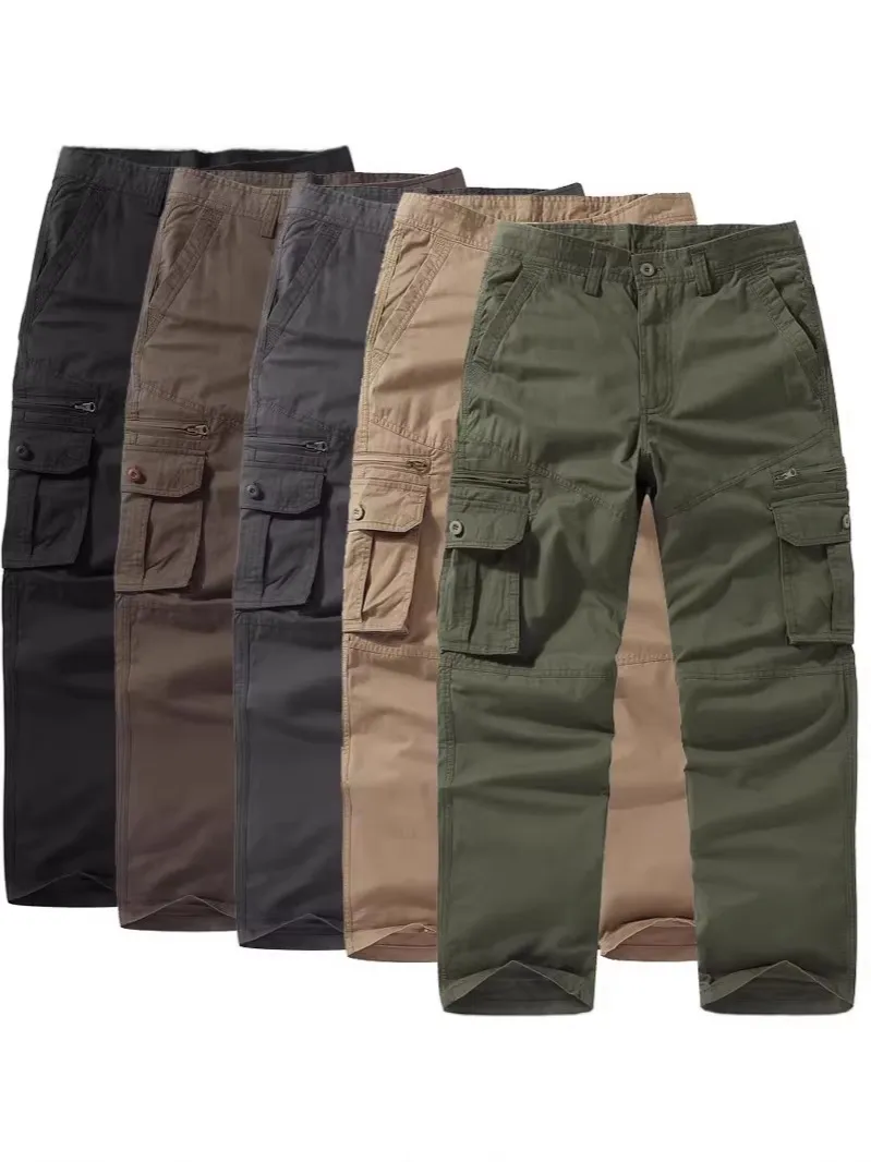 Herren Casual Mehr Tasche Cargohose Loose Gerade Beine Verdickte Baumwolle Hose Für Outdoor Tägliche Kleidung