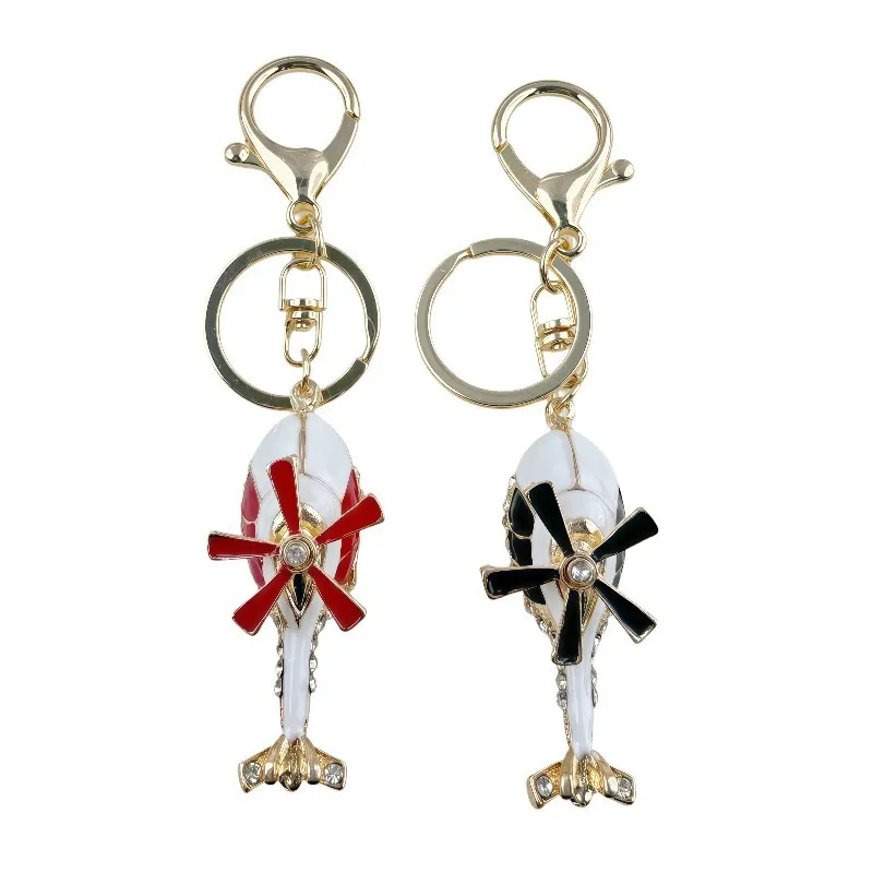 Kreativer Metall Hubschrauber Schlüsselanhänger Süßer Flugzeug Taschenanhänger Strass Emaille Autoschlüsselring Souvenir Geschenk Schmuck