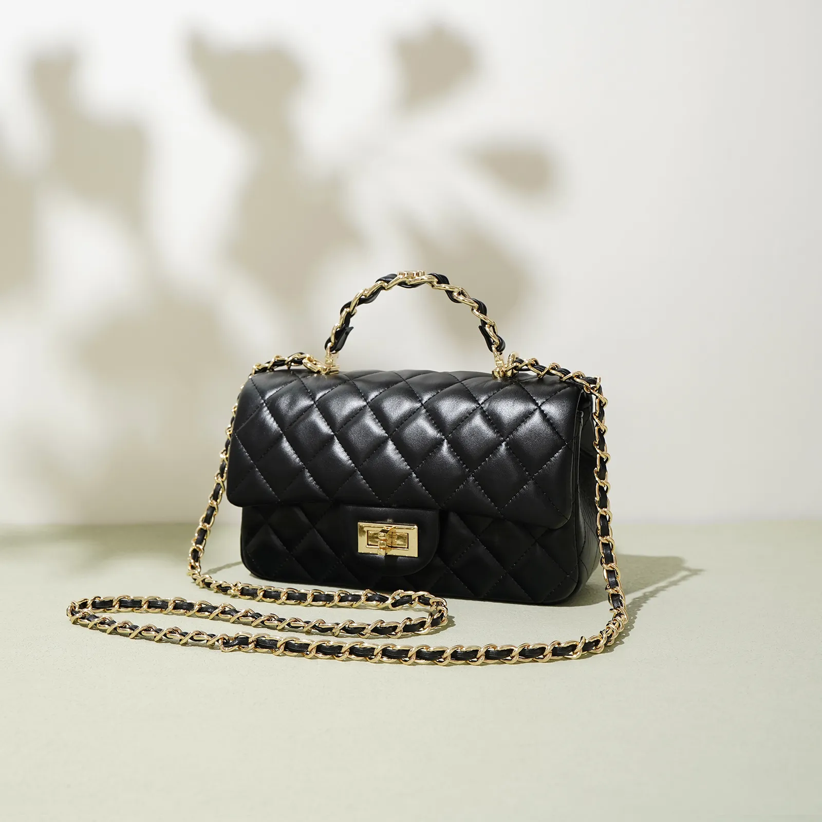 Echtes Leder Gesteppt Kette Umhängetasche Für Damen Luxus Designer Stil Klappe Umhängetasche Handtasche