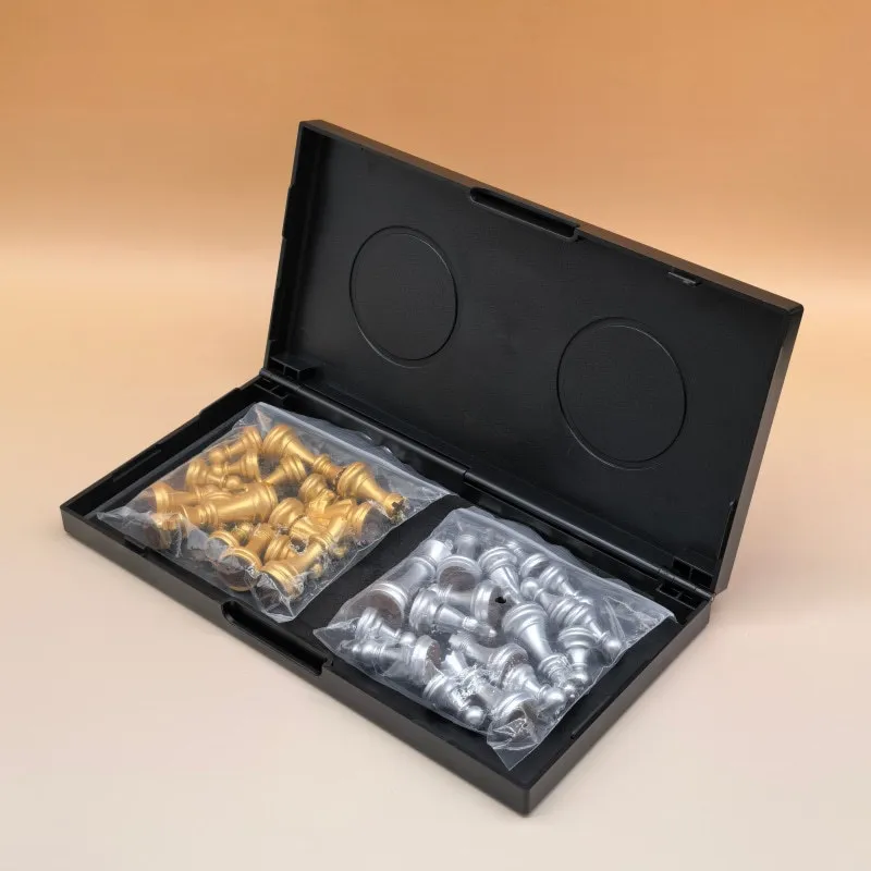 Jeu d'Échecs International Magnétique Échiquier Pliable Portable Avec Pièces Or et Argent Pour Adultes Enfants