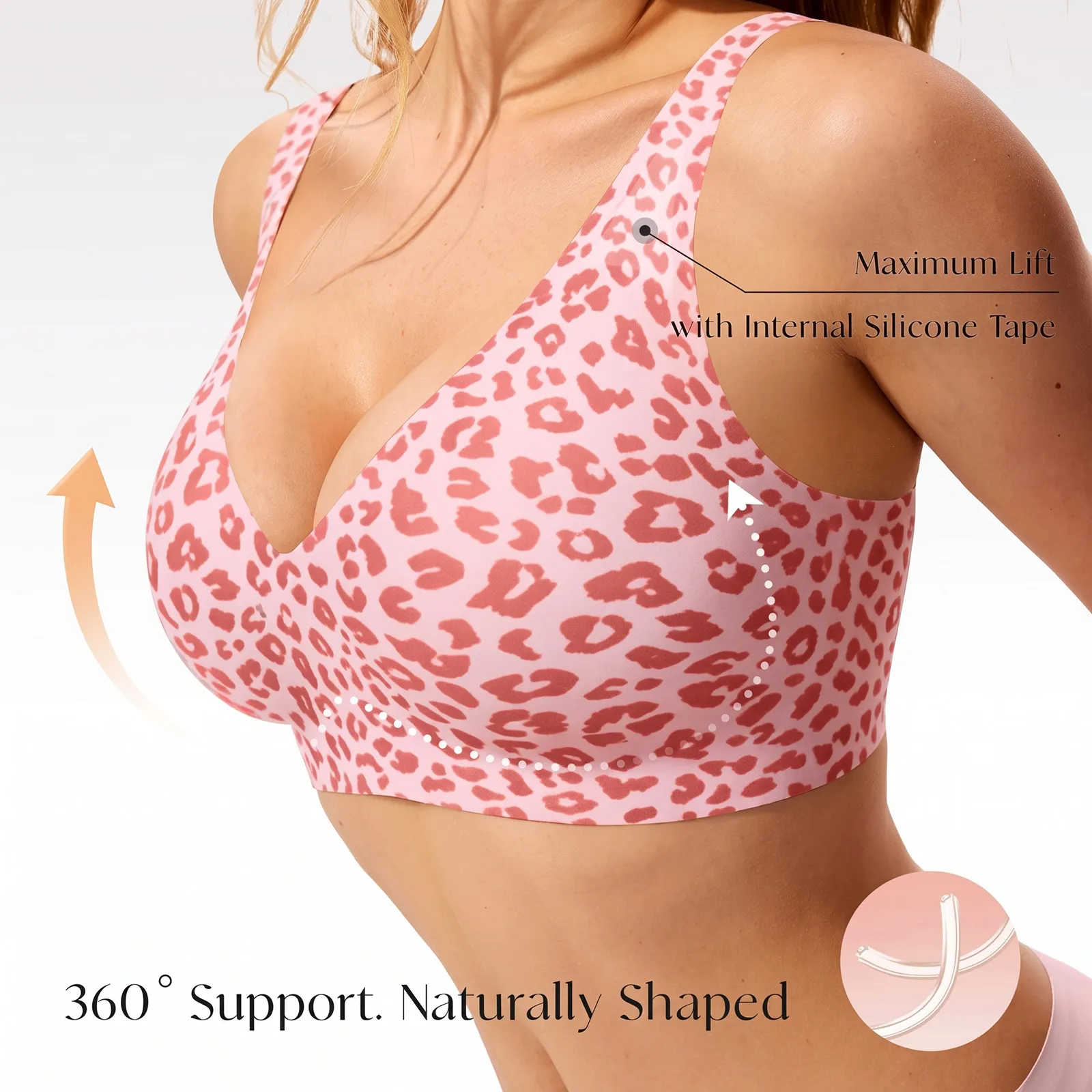 Dames Naadloos Draadloos Comfort Jelly BH Luipaardprint Push Up Ademend