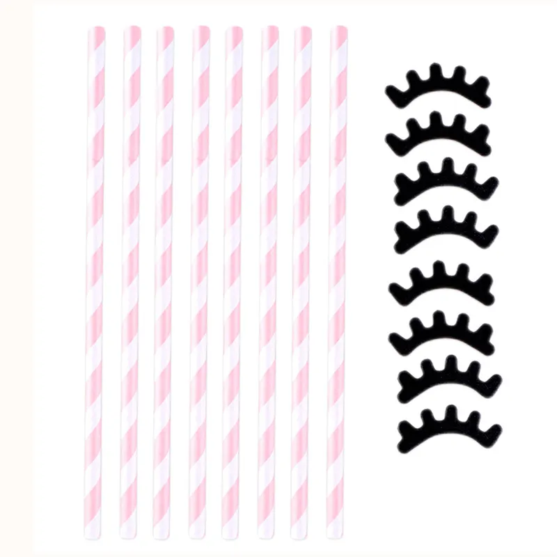 Cannucce di Carta per Ciglia Carine a Righe Rosa e Bianco Carthette per Festa di Compleanno di Bambini Decorazione di Torte