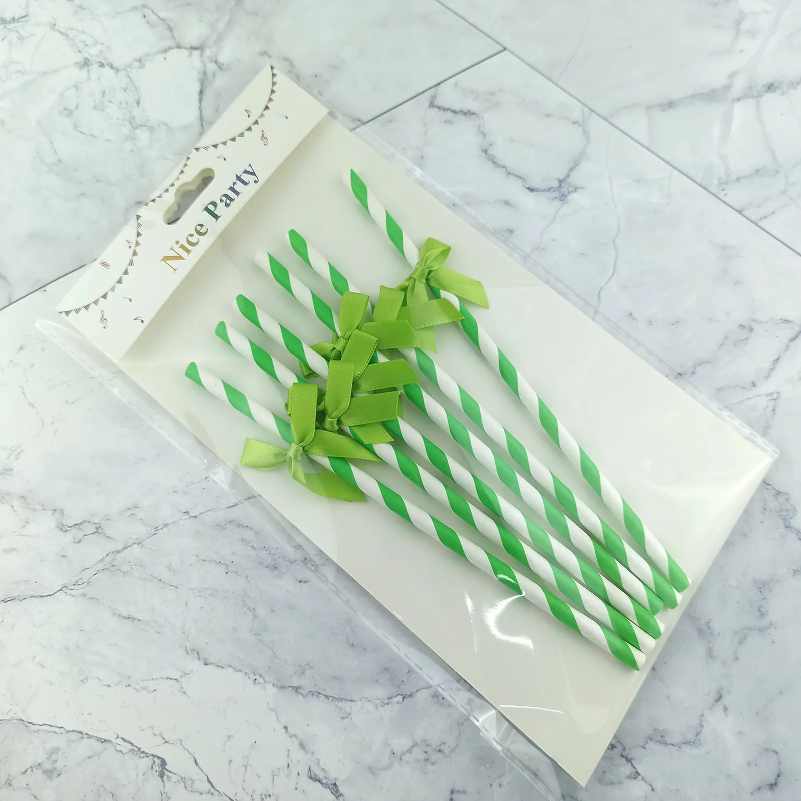 Disposable Paper Drinking Straws With Bowknot Stripe Design Biodegradable Party Straws For Cake Decorating Wedding Supplies