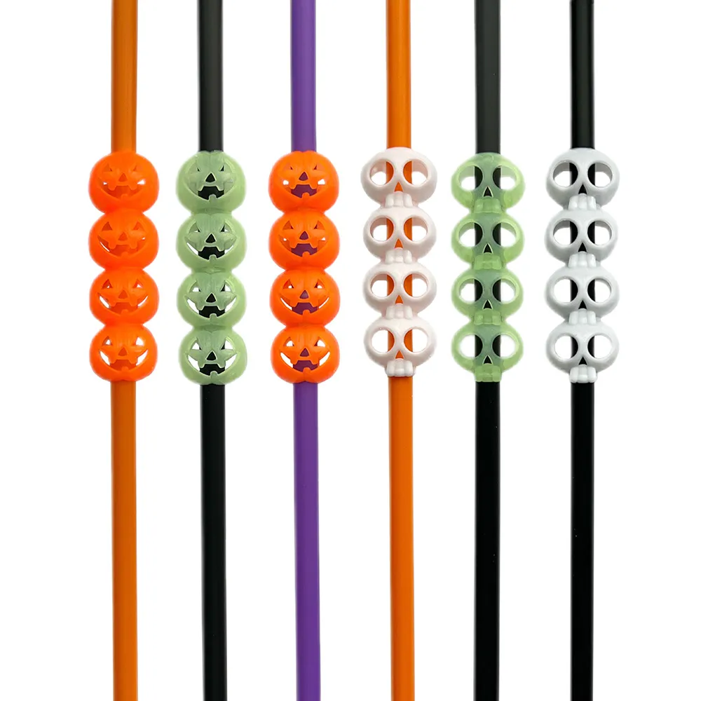 Cannucce da Bere in Plastica di Halloween Cannucce Decorative per Festa con Ornamenti di Zucca e Teschio Bicchieri Spettrali per Festività