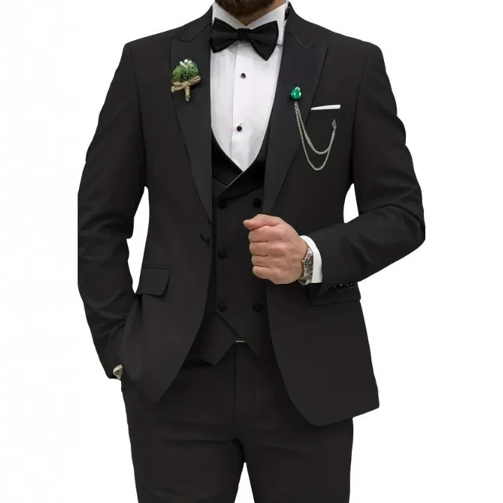Men Business Suit Set Jacket Vest Pants Slim Fit Formal Tuxedo For Wedding Banquet Meeting Host Light Business Apparel