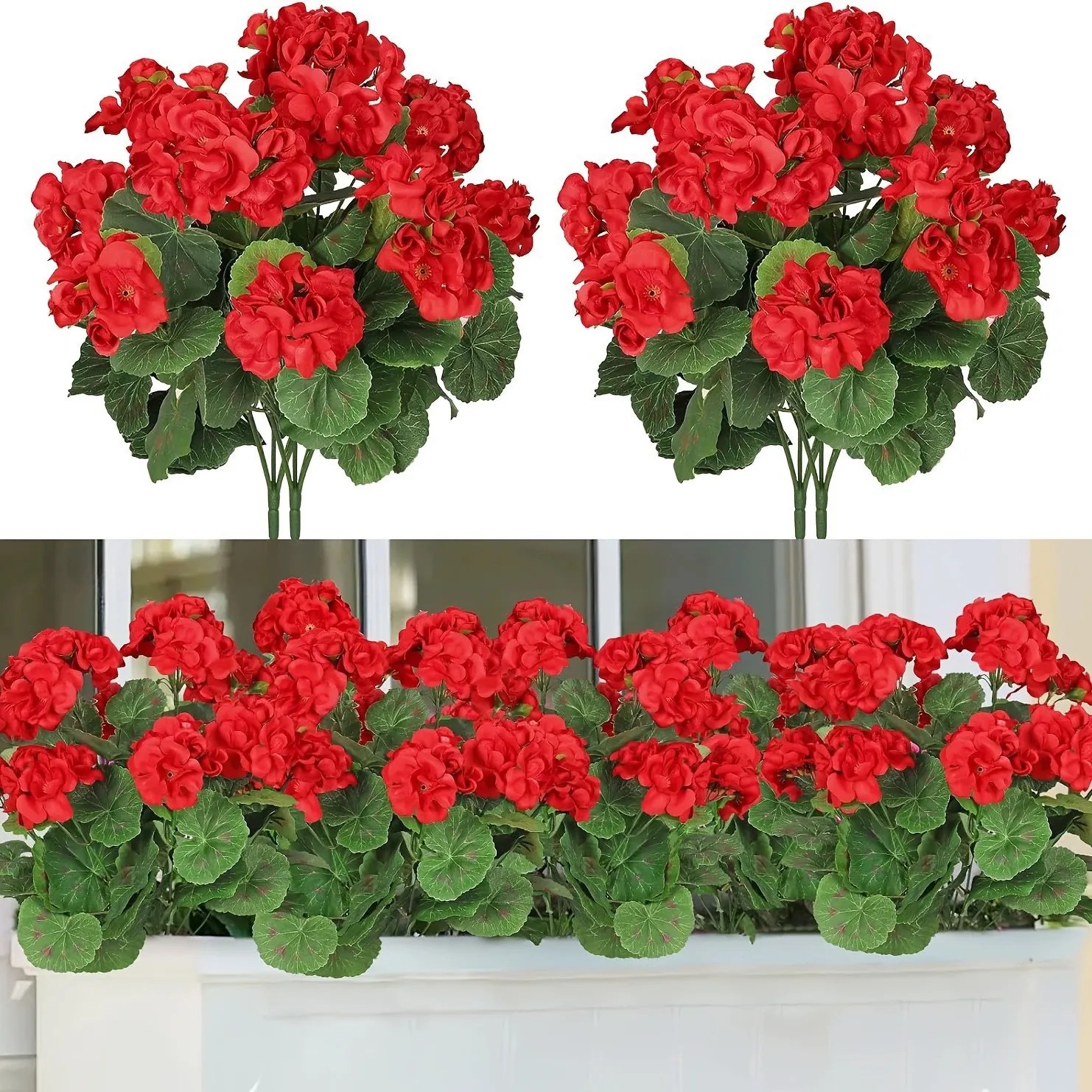 Realistic Artificial Geranium Silk Flower Bouquet Multi-Head Faux Geraniums For Home Garden Wedding Photography Decor