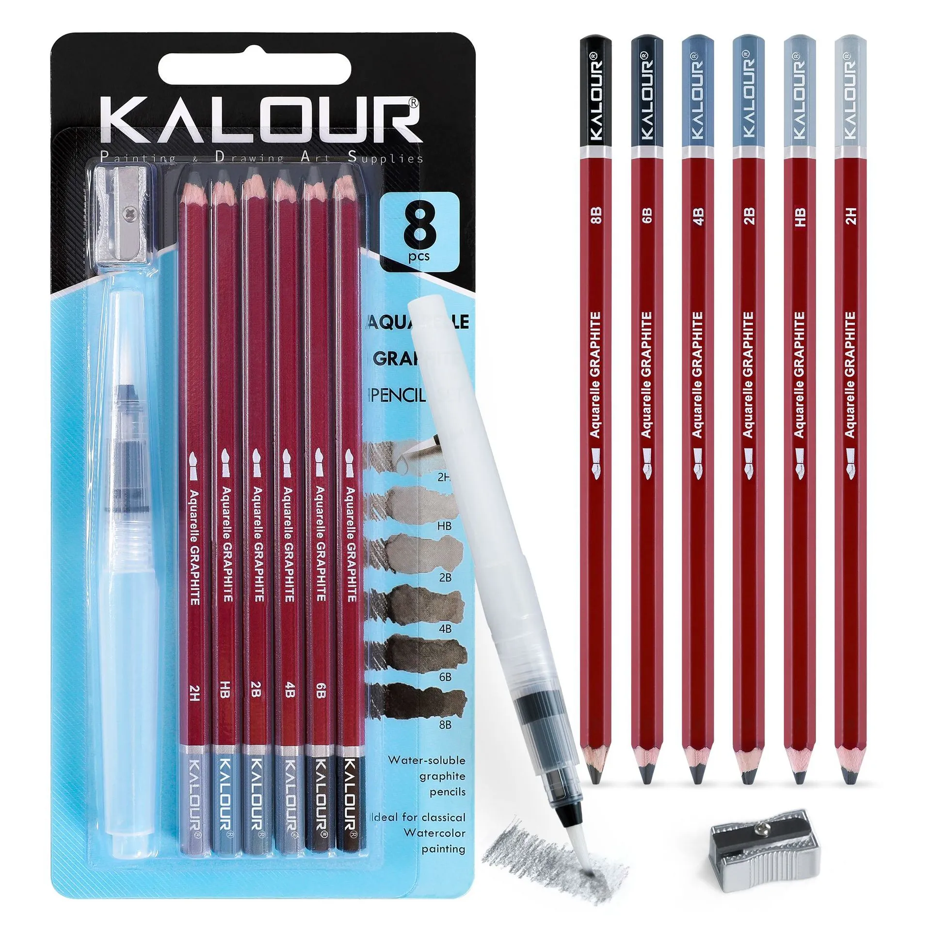 Professional Watercolor Graphite Pencils Set Water Soluble Sketching Drawing Pencils With Sharpener And Brush Art Supplies