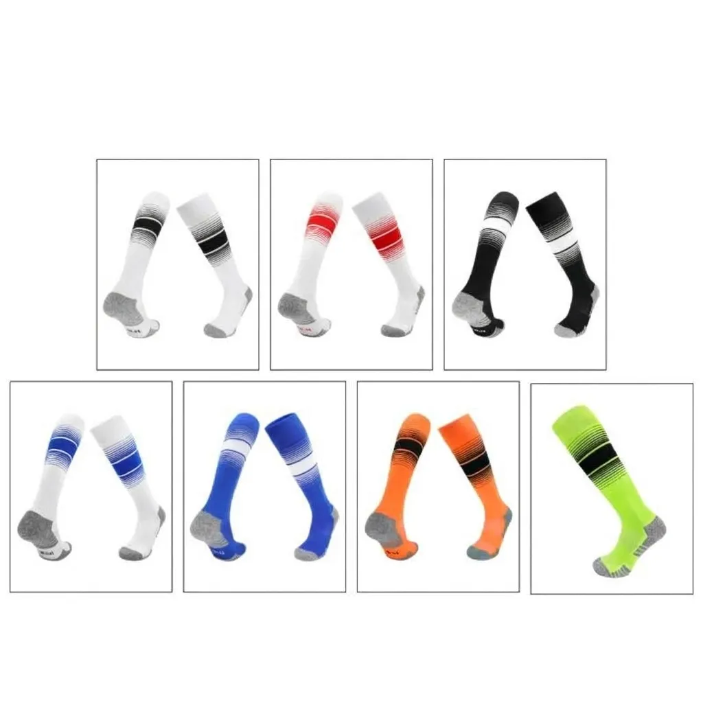 Professional Gradient Soccer Socks Anti-Slip Towel Bottom Breathable Knee High Athletic Compression Socks For Men Youth Sports