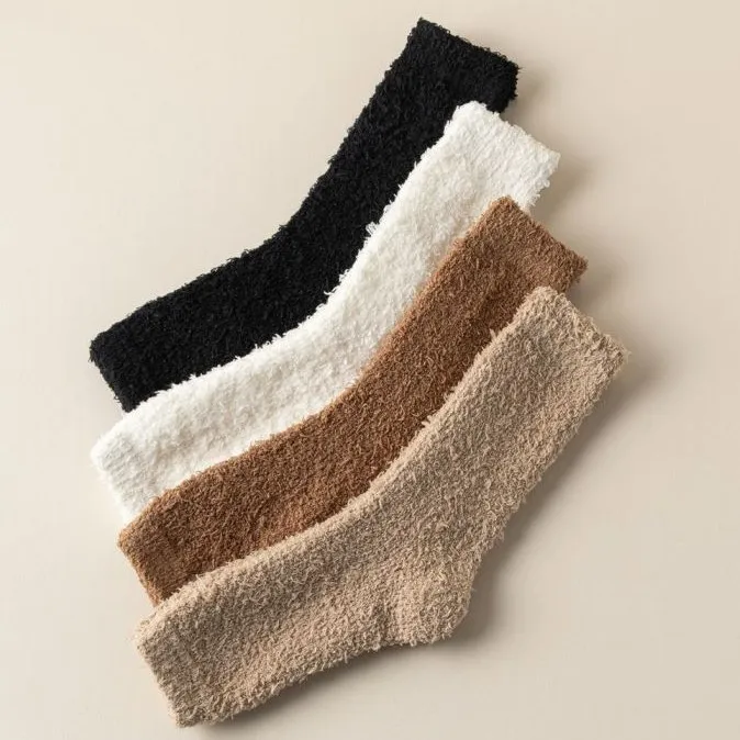 Coral Velvet Over The Knee Long Socks Winter Thickened Warm Leg Warmers Japanese Style Sleeping Hose For Women Men Unisex
