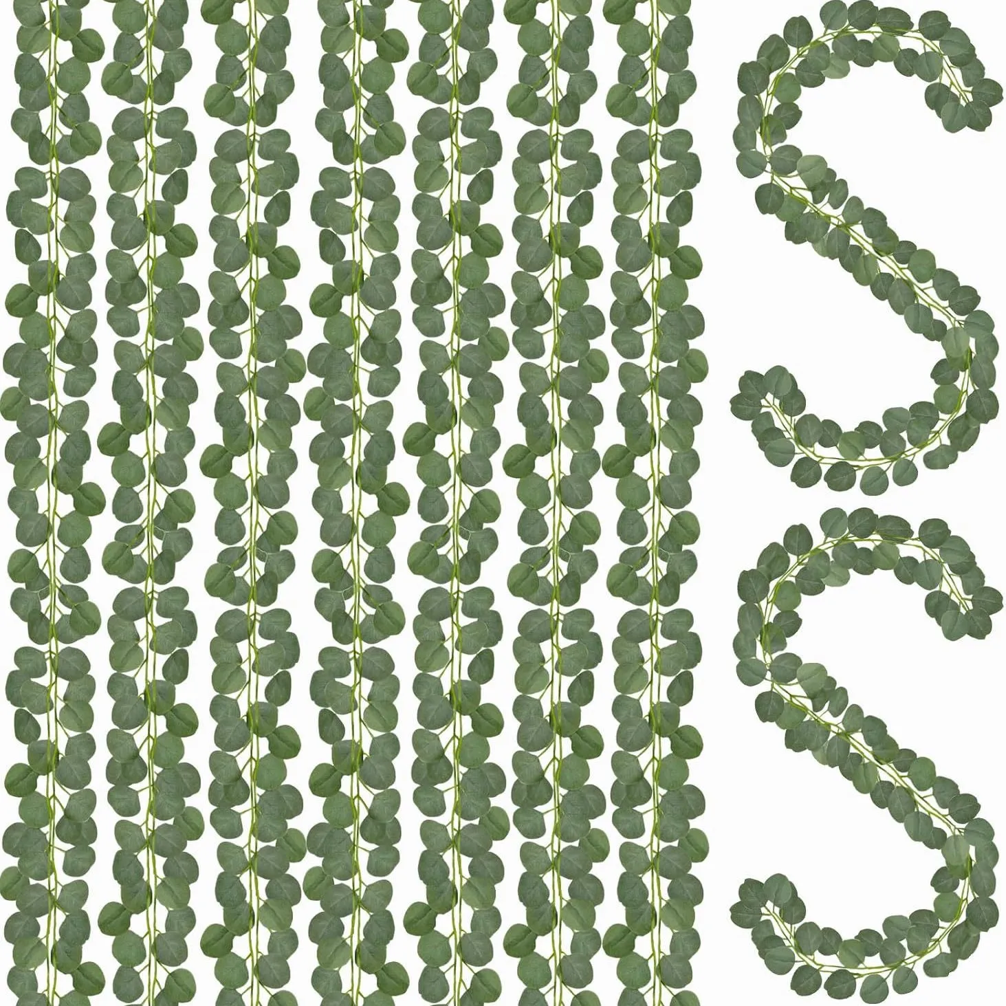Kunstmatige Eucalyptus Guirlande Valse Groene Bladeren Ranken Voor Bruiloft Feest Decoratie Zijde Plastic Hangende Plant