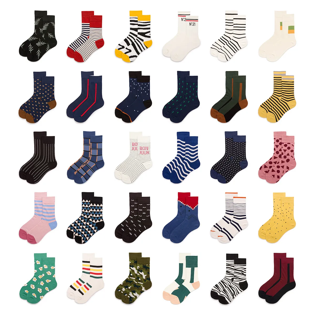 Unisex Streetwear Cotton Mid-Calf Socks Striped Geometric Casual Skateboard Long Socks Fashion Trendy Hosiery