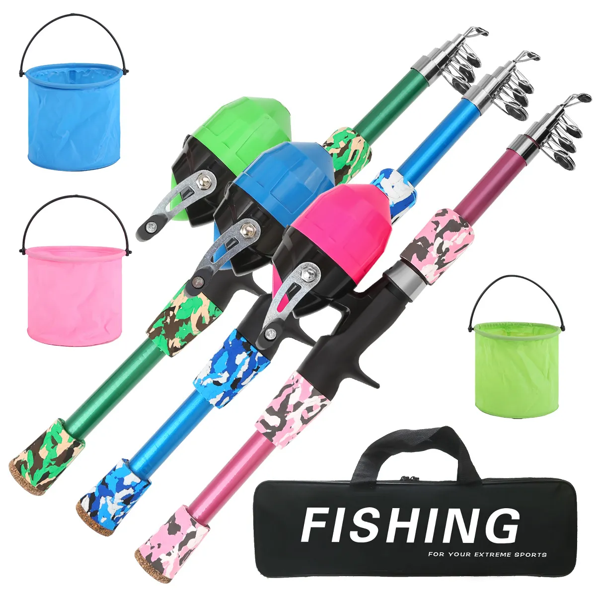 Kids Fishing Rod And Reel Combo Telescopic Fishing Pole Set With Closed Fishing Reel Portable Travel Fishing Gear Set For Children