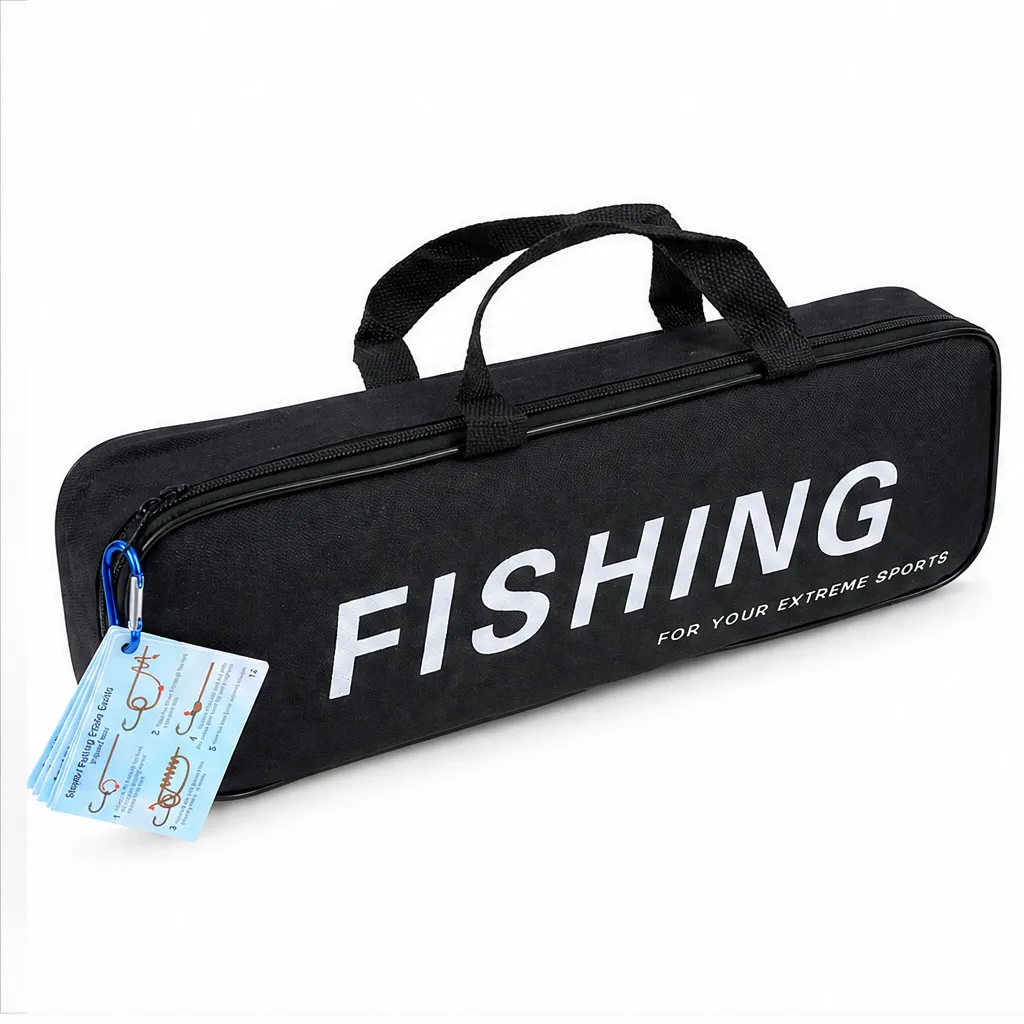 Große Kapazität Angeltasche Oxford Gewebe Outdoor Sport Angelrute Rolle Ausrüstung Aufbewahrungstasche Mit Angelknotenkarte