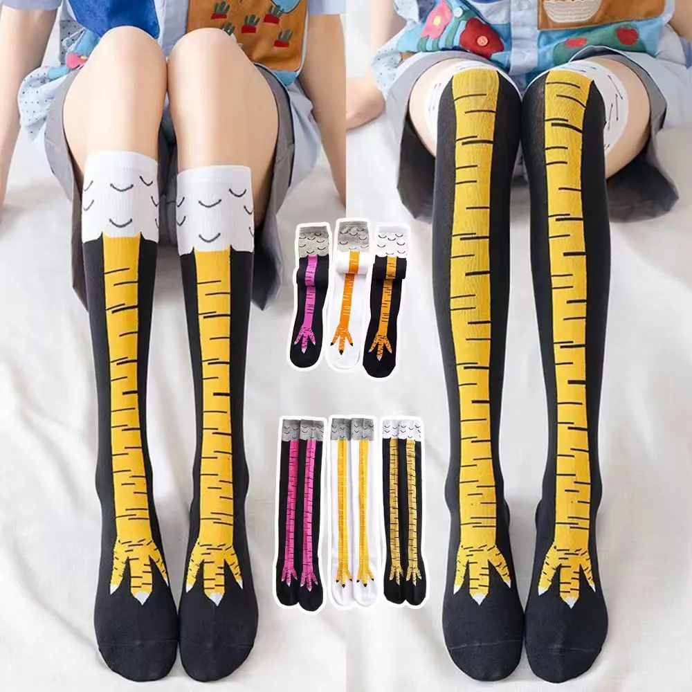 Lustige Hühnerfüße Krallen Druck Socken Polyester Gestrickte Neuheit Kniestrümpfe Über Dem Knie Wadenhoch Gags Socken Für Damen Herren