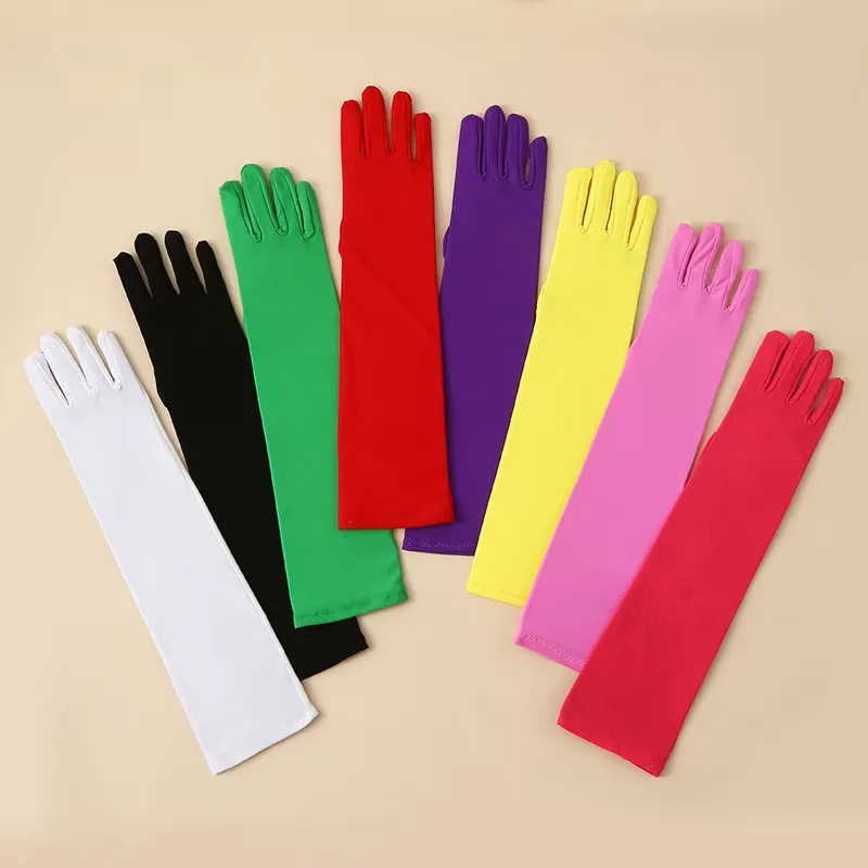 Gants Longs Extensibles en Soie de Lait pour Femmes Gants de Soirée de Fête d'Opéra Accessoires de Costume d'Halloween