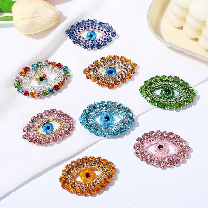 Handgemaakte Boze Oog Strass Kralen Patch DIY Geborduurd Applique Voor Kleding Tassen Schoenen Hoeden Accessoires