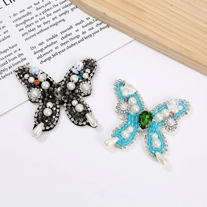 Handgemachte Perlen Schmetterling Flicken Strass Kristall Künstliche Perle Applikation Für Kleidung Taschen DIY Kleidung Zubehör Handwerk