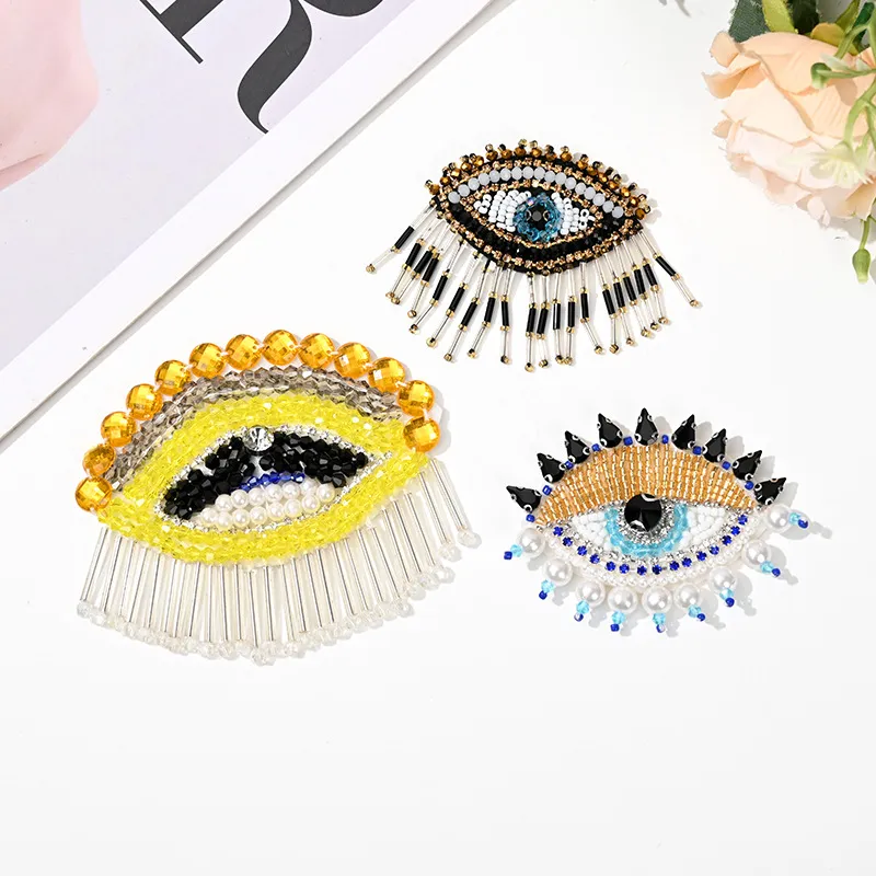 Handgemachte Perlen Böser Blick Flicken Kristall Strass Applikation DIY Kleidung Zubehör Für Kleider Hüte Taschen