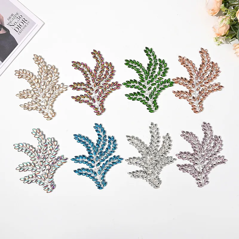 Blatt Form Strass Applikation DIY Kleidung Besatz Marquise Kristall Patch Für Hochzeitskleid Kostüm Handwerk Dekoration