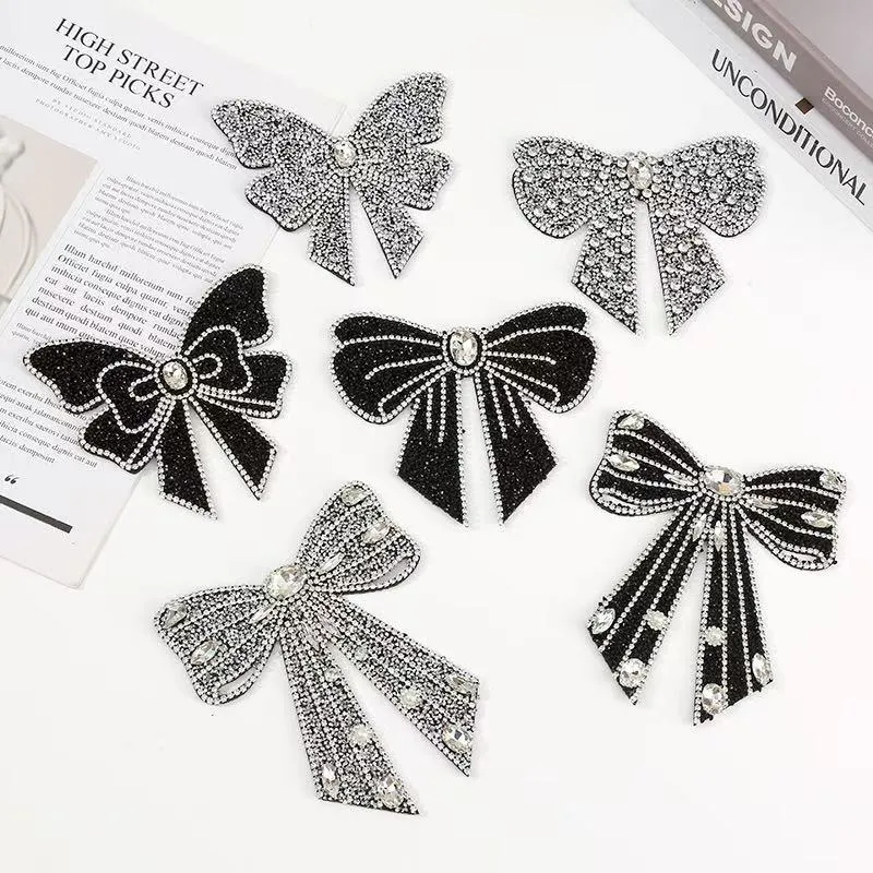 Handgemachte Strass Schleife Kleidungszubehör DIY Kristall Perlen Schleife Flicken Applikation Für Kleidung Hut Tasche Dekor