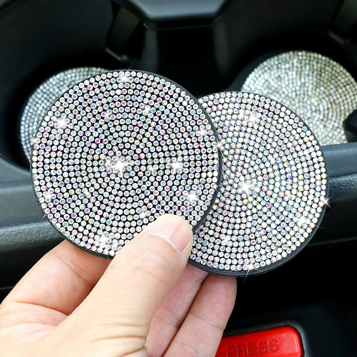 Universeller Auto Strass Untersetzer Rutschfest PVC Bling Becherhalter Matte Glitzernde Kristall Auto Innenzubehör
