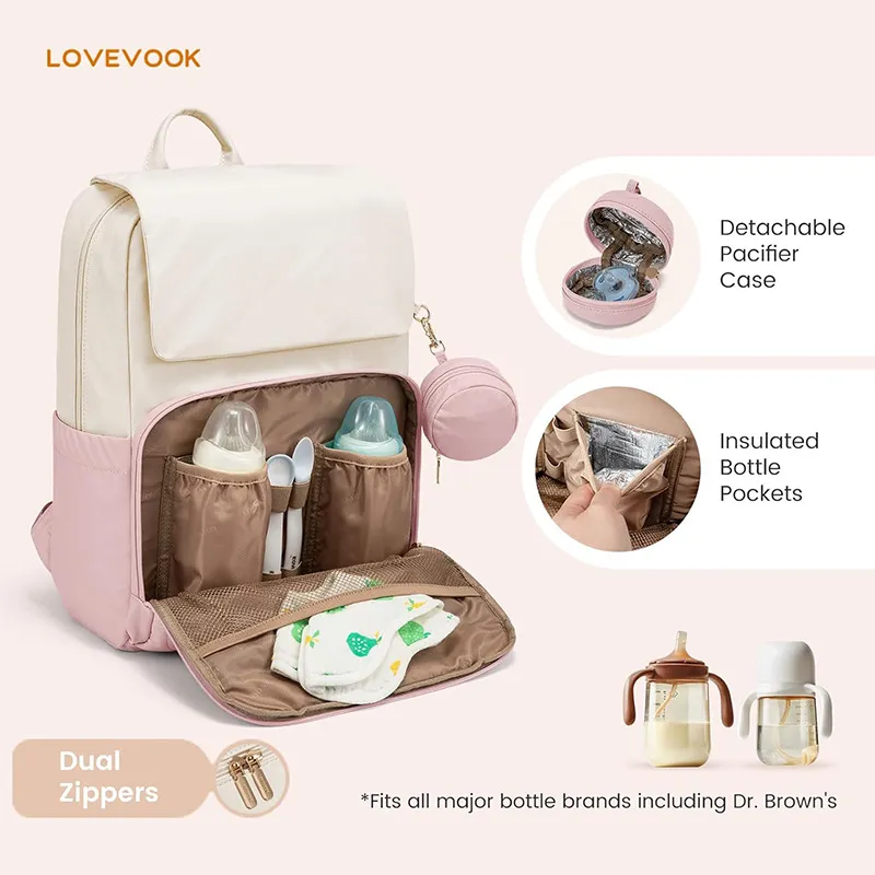 Sac à Dos à Langer Imperméable en Nylon Multifonctionnel Grande Capacité Sac de Voyage pour Bébé Avec Matelas à Langer et Étui à Tétine