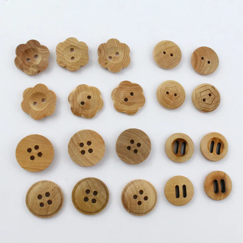 Botones de Madera Vintage Redondos Estampados Botones de Madera de Camelia para Camisa Traje Abrigo Costura Accesorios Decorativos DIY