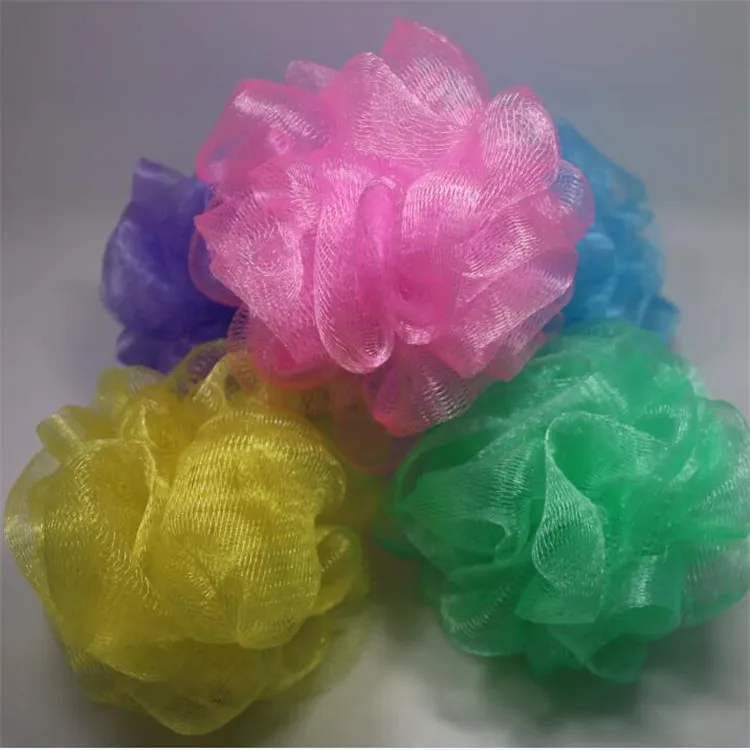 Colorful Mesh Bath Sponge Ball PE Loofah Shower Scrubber With Hanging Cord For Body Cleaning Daily Bathing Accessories