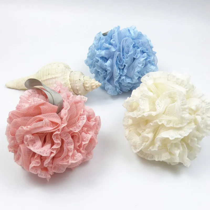 Estilo Coreano Encaje PE Malla Esponja De Baño Grande Suave Ducha Esponja Con Correa Colgante Para Baño Limpieza Corporal Diaria