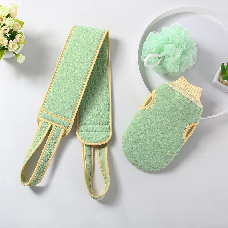 Conjunto de Esponja y Estropajo Exfoliante para Baño Guantes de Baño y Correa Raspadora de Espalda Accesorios de Ducha para Adultos Limpieza Corporal