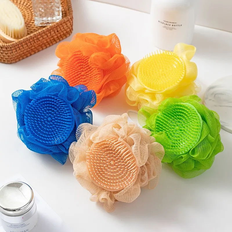 Esponja de Baño de Silicona Bola de Baño de Malla Grande Con Cepillo de Masaje Capilar Luffa Suave Exfoliante Para Limpieza Corporal Mujeres Hombres