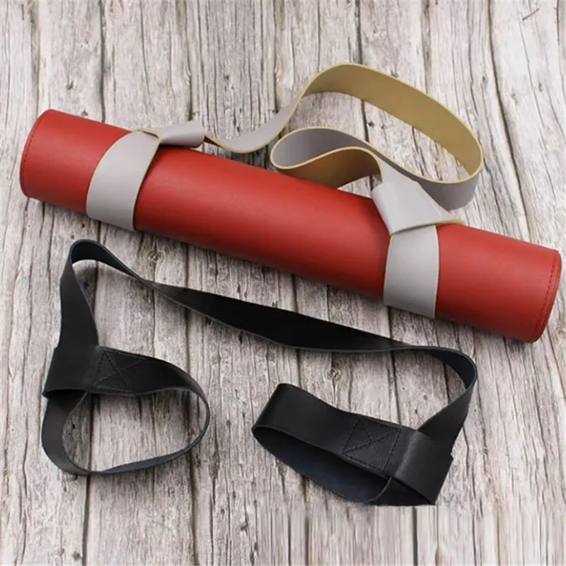 Portable Leather Yoga Mat Strap Adjustable Fitness Exercise Mat Carrier Sling For Outdoor Picnic Binding
