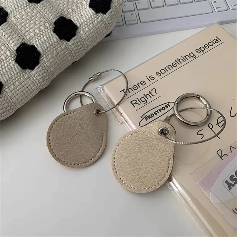 Tarjetero de Cuero en Forma de Gota de Agua Llavero Anillo de Llaves Creativo Colgante de Bolso Minimalista Diario
