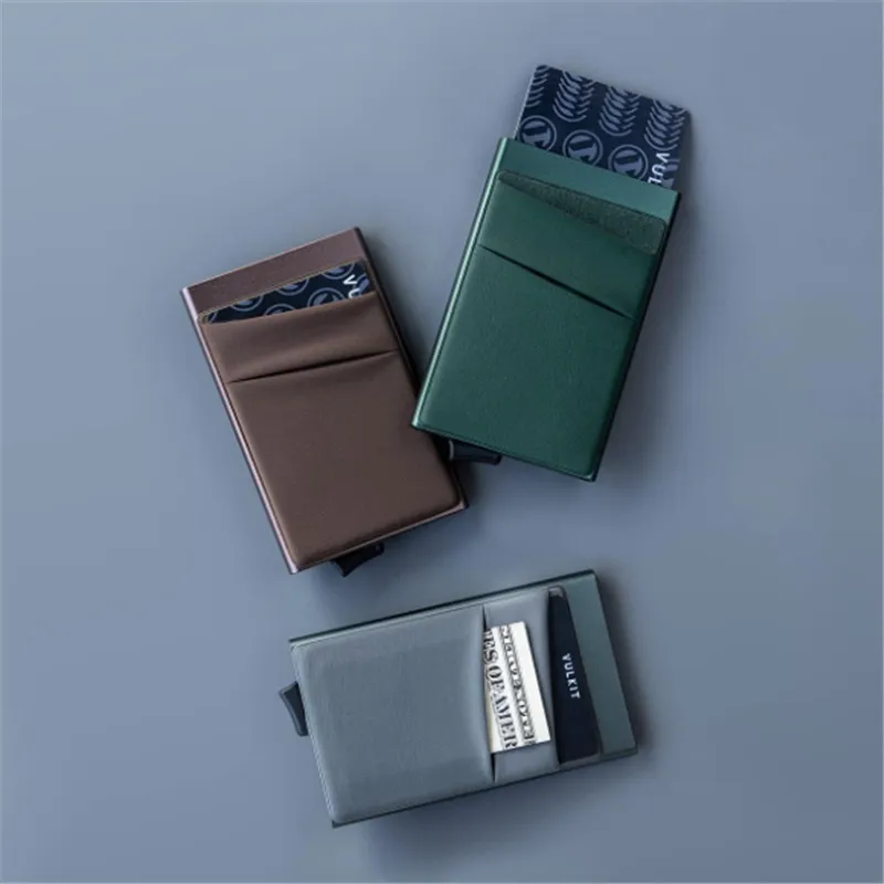 Porte-Cartes Pop-Up en Alliage d'Aluminum Minimaliste Étui de Carte de Crédit d'Affaires en Métal Portefeuille pour Hommes Femmes