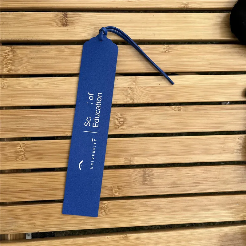 Vintage PU Leather Bookmark Office School Reading Marker With Tassel Solid Color Book Clip Student Stationery Gift