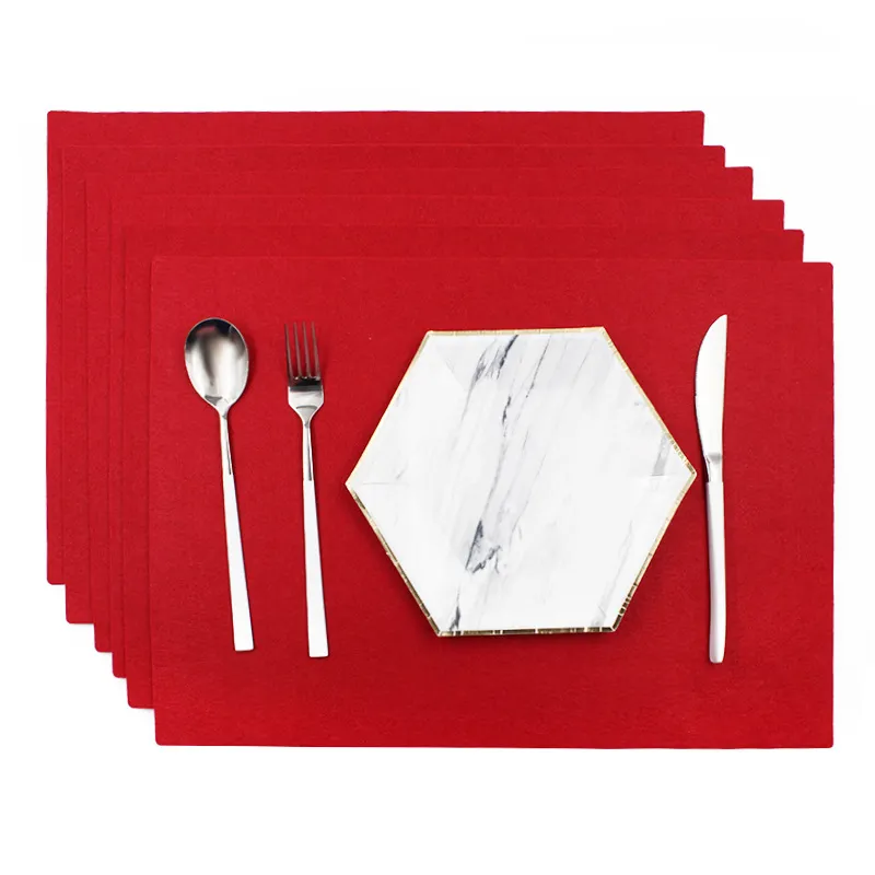 PU Leather Placemat Waterproof Non Slip Heat Resistant Table Mat Solid Color Rectangular Dining Placemats For Kitchen